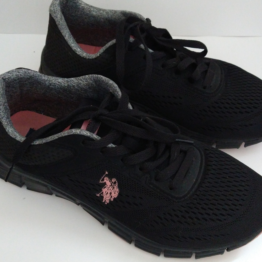 US Polo Assn Black Mesh Sneakers Size 8.5
